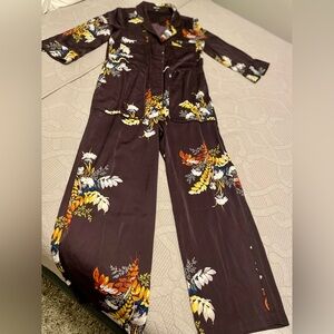 Madewell Brown Botanical Wide-Leg Jumpsuit